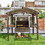8x5FT Arc Roof, Grill Canopy for Outdoor Grill w/Double Galvanized Steel Roof and 2 Side Shelves, BBQ Gazebo Grill Tent for Patio Garden Backyard, Brown W1859S00075