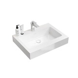 BB02-24-101, Integrated solid surface basin WITHOUT drain & faucet, glossy white color W1865107108