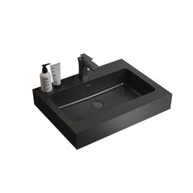 BB02-24-109, Integrated engineered quartz basin WITHOUT drain and faucet, matt black color W1865107120