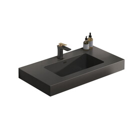 BB02-30-109, Integrated engineered quartz basin WITHOUT drain and faucet, matt black color W1865107122