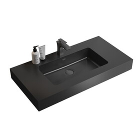 BB02-36-109, Integrated engineered quartz basin WITHOUT drain and faucet, matte black color W1865107124