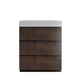 Alice-30F-105, Floor cabinet WITHOUT basin, Walnut color, with three drawers W1865107748