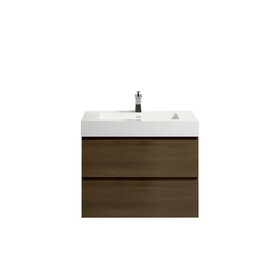 Alice-30W-111, Wall mount cabinet WITHOUT basin, Dark oak color, with two drawers W1865112484