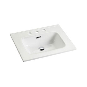 BB0924Y331, Integrated white ceramic basin with three predrilled faucet holes, drain assembly NOT included