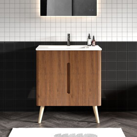CC0430F305 Etna 30" Striped Walnut Bathroom Vanity WITHOUT Sink, Freestanding Bathroom Cabinet for Modern Bathroom W1865P183300