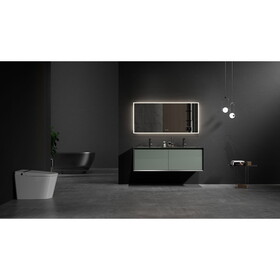 Elisa 60" Green Double Bathroom Vanity with Black Integrated Basin and Two Drawers, Modern Style Spacious Storage Sleek Design, Drain and Faucet Not Included