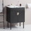 24" Bathroom Vanity with Metal Leg,with White Ceramic Basin,Two Soft Close Cabinet Doors, Solid Wood,Excluding faucets,Black W1882S00010