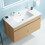 24 inch Wall Mounted Bathroom Vanity with White Ceramic Basin, Two Soft Close Cabinet Doors, Solid Wood, Excluding faucets, Light Oak W1882S00033