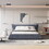 King Size Upholstered Platform Bed with Special Shaped Velvet Headboard, Metal & Solid Wood Frame, Grey W1885S00011