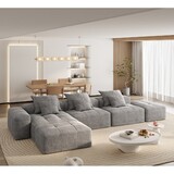 Modern Oversized Modular Sectional Sofa,Sparkling Chenille Fabric Soft Cushion Sofa with 6 Pillows,6 PCS DIY Combination Tufted Sofa,No assembly Required,GREY
