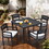 Outdoor Patio Aluminum 40"x40" Square Dining Table with Tapered Feet & Umbrella Hole, Ember Black