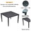 Outdoor Patio Aluminum 40"x40" Square Dining Table with Tapered Feet & Umbrella Hole, Ember Black