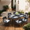 Outdoor Patio Aluminum 40"x70" Rectangle Dining Table with Tapered Feet & Umbrella Hole, Ember Black