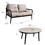 2PC Outdoor Aluminum Patio Furniture, Modern Loveseat Sofa Conversation/Chat Set, Sunbrella Cushions and Oval Coffee Table with White Carrara Marble-Look Sintered Stone Top, Ember Black W1886P175983