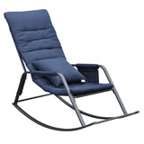 Rocking Chair with Padded Cushions and Pillow,Single Seat Modern Accent Rocker Armchair,Durable Steel Frame with Removable Comfortable Cushion,Ideal for Living Room,Bedroom(Navy Blue)