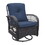 3 Pieces Conversation Set, Outdoor Wicker Rocker Swivel Patio Bistro Set, Rocking Chair with Glass Top Side Table,Navy Blue W1889P160505