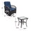 3 Pieces Conversation Set, Outdoor Wicker Rocker Swivel Patio Bistro Set, Rocking Chair with Glass Top Side Table,Navy Blue W1889P160505
