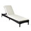 Adjustable Wicker Chaise Lounge Chair with Cushion, Patio Poolside Reclining Folding Backrest Lounge Chair,Beige W1889P202753