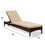 Adjustable Wicker Chaise Lounge Chair with Cushion, Patio Poolside Reclining Folding Backrest Lounge Chair,Khaki W1889P202770