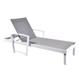Outdoor Chaise Lounge, Aluminum Pool Beach Lounge Chair, All Weather Patio Beach Adjustable Reclining Chair (Grey) W1889P202831