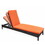 Adjustable Wicker Chaise Lounge Chair with Cushion, Patio Poolside Reclining Folding Backrest Lounge Chair,Orange W1889P202952