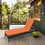 Adjustable Wicker Chaise Lounge Chair with Cushion, Patio Poolside Reclining Folding Backrest Lounge Chair,Orange W1889P202952