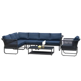 7 Seater Patio Sectional Conversation Furniture Set,Modern Seating Set with Coffee Table W1889P156606