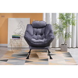 Living Room Chairs Modern Cotton Fabric Lazy Chair, Accent Contemporary Lounge Chair, Single Steel Frame Leisure Sofa Chair with Armrests and a Side Pocket (Dark Gray01)