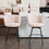 Set of 2 Beige Swivel Bar Stools - High-Back, Adjustable, Upholstered with Elegant Metal Back Accents for Kitchen, Bar, or Dining Room W1901P149125