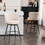 Set of 2 Beige Swivel Bar Stools - High-Back, Adjustable, Upholstered with Elegant Metal Back Accents for Kitchen, Bar, or Dining Room W1901P149125