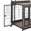Furniture type dog cage iron frame door with cabinet, two door design, Rustic Brown,37.99"WX27.36"DX59.92"H W1903P151284