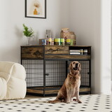 Furniture Dog Cage Crate with Double Doors. Antique Brown,38.78