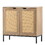 Rustic Accent Storage Cabinet with 2 Rattan Doors, Mid Century Natural Wood Sideboard Furniture for Living Room W1908119444