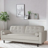 80 inch Wide Upholstered Sofa. Modern Fabric Sofa, Square Armrest (White) W1915110939