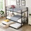 over Twin Bunk Bed Frame with Trundle,Metal Bunkbed with Sturdy Guard Rail and 2 sideLadders for Kids/Adults,Can be Divided Into Two Beds, No Box Spring Needed, Noise Free for Dorm,Black W1916115338