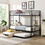 over Twin Bunk Bed Frame with Trundle,Metal Bunkbed with Sturdy Guard Rail and 2 sideLadders for Kids/Adults,Can be Divided Into Two Beds, No Box Spring Needed, Noise Free for Dorm,Black W1916115338