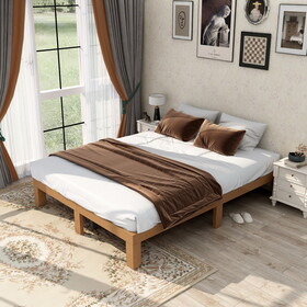 Queen Size Wood Platform Bed Frame,No Box Spring Needed,Strong Wood Slat Support, Easy assembly W1917P169562