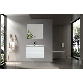 29" Wall Mounted Single Bathroom Vanity in Gloss White W1920113205