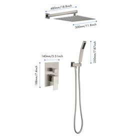 12-IN Brushed Nickel Wall-Mounted Shower System W1920130110