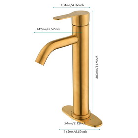 Gold Single Stem Faucet for Bathroom Vanity W1920132154