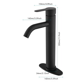 Matte Black Single Stem Faucet for Bathroom Vanity W1920132161