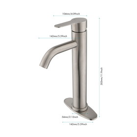 Brushed Nickel Single Stem Faucet for Bathroom Vanity W1920132162