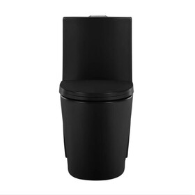 15 5/8 inch 1.1/1.6 GPF Dual Flush 1-Piece Elongated Toilet with Soft-Close Seat - Matte Black 23T01-MB W1920139010