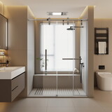 Frameless Shower Door with Rust-Resistant Stainless Steel, Explosion-Proof Glass, and Easy Installation 60*76 W1920P144063