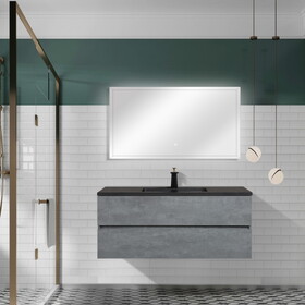48" Wall Hung Bathroom Vanity in ash Gray with Black Top 24VEDI-48B