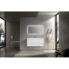 48" Wall Hung Bathroom Vanity in Gloss White with White Top 24VANGELA-48_7801