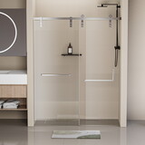 48 in. W x 76 in. H Frameless Soft-closing Shower Door, Single Sliding Shower Door, 5/16