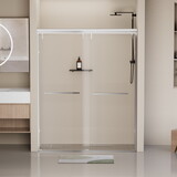 56-60 in. W x 76 in. H Semi-Frameless Shower Door, Double Sliding Shower Door, 5/16