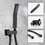 12" Matte Black Wall-Mounted Rainfall Shower System with Handheld Shower W1920P201398