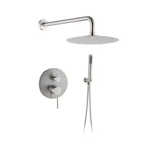 9.8" Rainfall and Handheld Shower Set with 2-Handle Temperature and Flow Control in Brushed Nickel W1920P202051